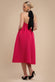 Contrast Halter Neck Pleated A-Line Midaxi Dress DR4630