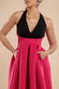 Contrast Halter Neck Pleated A-Line Midaxi Dress DR4630
