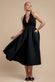 Contrast Halter Neck Pleated A-Line Midaxi Dress DR4630
