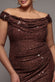 CAP SLEEVE IRIDESCENT SEQUIN COWL MAXI DRESS DR4633PLUS