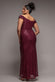 CAP SLEEVE IRIDESCENT SEQUIN COWL MAXI DRESS DR4633PLUS