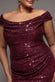 CAP SLEEVE IRIDESCENT SEQUIN COWL MAXI DRESS DR4633PLUS