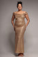 CAP SLEEVE IRIDESCENT SEQUIN COWL MAXI DRESS DR4633PLUS