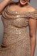 CAP SLEEVE IRIDESCENT SEQUIN COWL MAXI DRESS DR4633PLUS