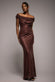 Cap Sleeve Iridescent Sequin Cowl Maxi Dress DR4633