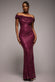 Cap Sleeve Iridescent Sequin Cowl Maxi Dress DR4633