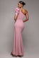 One Shoulder Puffed Satin Sleeve Evening Maxi Dress DR4640