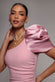 One Shoulder Puffed Satin Sleeve Evening Maxi Dress DR4640