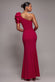 One Shoulder Puffed Satin Sleeve Evening Maxi Dress DR4640