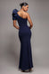 One Shoulder Puffed Satin Sleeve Evening Maxi Dress DR4640