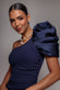 One Shoulder Puffed Satin Sleeve Evening Maxi Dress DR4640