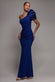 One Shoulder Puffed Satin Sleeve Evening Maxi Dress DR4640