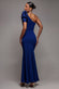 One Shoulder Puffed Satin Sleeve Evening Maxi Dress DR4640