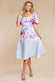 Printed Scuba Square Neck Puff Sleeve Midi Dress DR4650