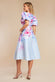 Printed Scuba Square Neck Puff Sleeve Midi Dress DR4650