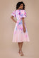 Printed Scuba Square Neck Puff Sleeve Midi Dress DR4650