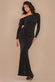 Off The Shoulder Gathered Panel Sparkle Lurex Maxi Dress DR4675