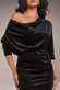 Glitter Velvet Cowl Neck Sheath Midi Dress DR4691