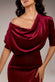 Glitter Velvet Cowl Neck Sheath Midi Dress DR4691