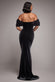 OFF THE SHOULDER DEEP PLUNGE VELVET MAXI DRESS DR4692
