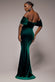 OFF THE SHOULDER DEEP PLUNGE VELVET MAXI DRESS DR4692