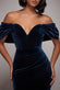OFF THE SHOULDER DEEP PLUNGE VELVET MAXI DRESS DR4692