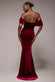 OFF THE SHOULDER DEEP PLUNGE VELVET MAXI DRESS DR4692