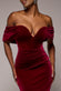 OFF THE SHOULDER DEEP PLUNGE VELVET MAXI DRESS DR4692