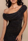Sparkle Lurex Cowl Neck Off The Shoulder Maxi Dress DR4699