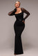Dobby Mesh Feather Sleeve Evening Maxi Dress DR4703