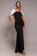 Contrast Off Shoulder Back Satin Bow Scuba Maxi Dress DR4708CONTRAST