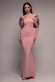 Off Shoulder Back Satin Bow Scuba Maxi Dress DR4708
