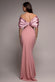 Off Shoulder Back Satin Bow Scuba Maxi Dress DR4708