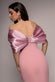 Off Shoulder Back Satin Bow Scuba Maxi Dress DR4708