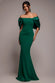 Off Shoulder Back Satin Bow Scuba Maxi Dress DR4708