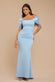 Off Shoulder Back Satin Bow Scuba Maxi Dress DR4708