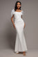 Off Shoulder Back Satin Bow Scuba Maxi Dress DR4708
