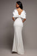 Off Shoulder Back Satin Bow Scuba Maxi Dress DR4708
