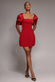 Off Shoulder Back Satin Bow Scuba Mini Dress DR4713