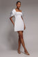 Off Shoulder Back Satin Bow Scuba Mini Dress DR4713