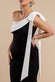 One Shoulder Contrast Bow Maxi Dress DR4717
