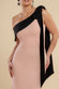 One Shoulder Contrast Bow Maxi Dress DR4717
