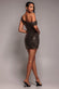 COWL NECK SEQUIN GLITTER LUREX MINI DRESS DR4741