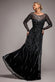 OMBRE SEQUIN BEADED FLARED LONG SLEEVE MAXI DRESS  BY GODDIVA DR4782