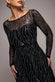 OMBRE SEQUIN BEADED FLARED LONG SLEEVE MAXI DRESS  BY GODDIVA DR4782