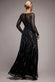 OMBRE SEQUIN BEADED FLARED LONG SLEEVE MAXI DRESS  BY GODDIVA DR4782