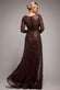 OMBRE SEQUIN BEADED FLARED LONG SLEEVE MAXI DRESS  BY GODDIVA DR4782