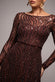 OMBRE SEQUIN BEADED FLARED LONG SLEEVE MAXI DRESS  BY GODDIVA DR4782