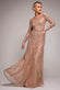 OMBRE SEQUIN BEADED FLARED LONG SLEEVE MAXI DRESS  BY GODDIVA DR4782