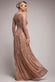 OMBRE SEQUIN BEADED FLARED LONG SLEEVE MAXI DRESS  BY GODDIVA DR4782